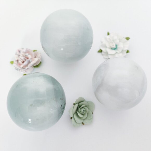 Blue with White Rabbit Hair Quartz Sphere - Picture 1 of 11